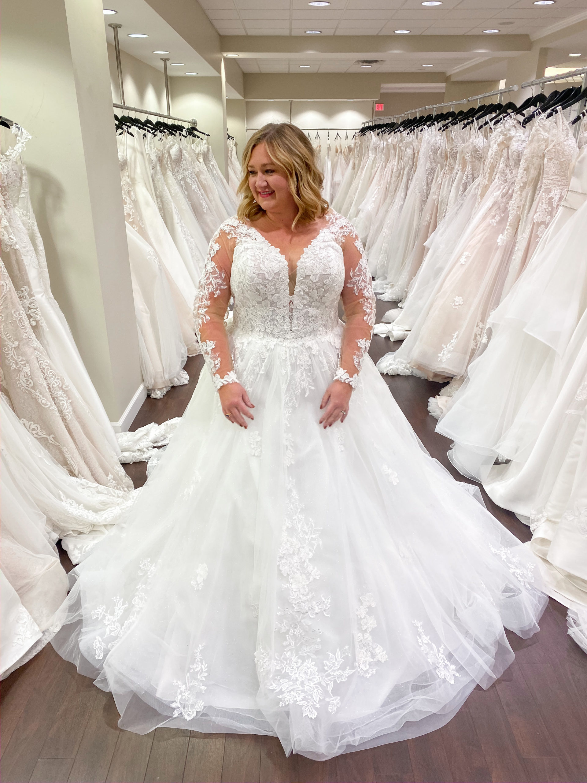 plus size wedding gown with sleeves